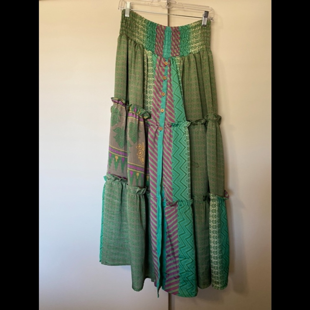 Kantha Bae silk maxi skirt
